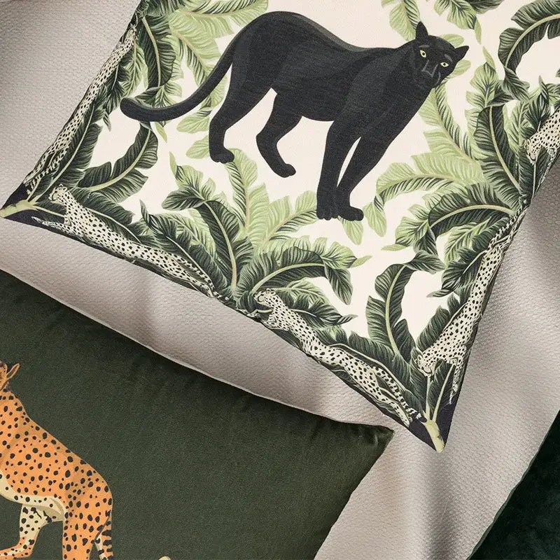 Green jungle black panther premium cushion cover living room decor