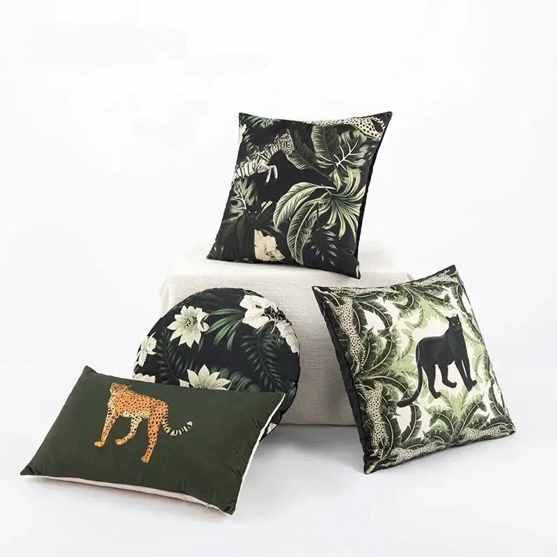 Green jungle black panther premium cushion cover living room decor