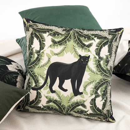 Green jungle black panther premium cushion cover living room decor