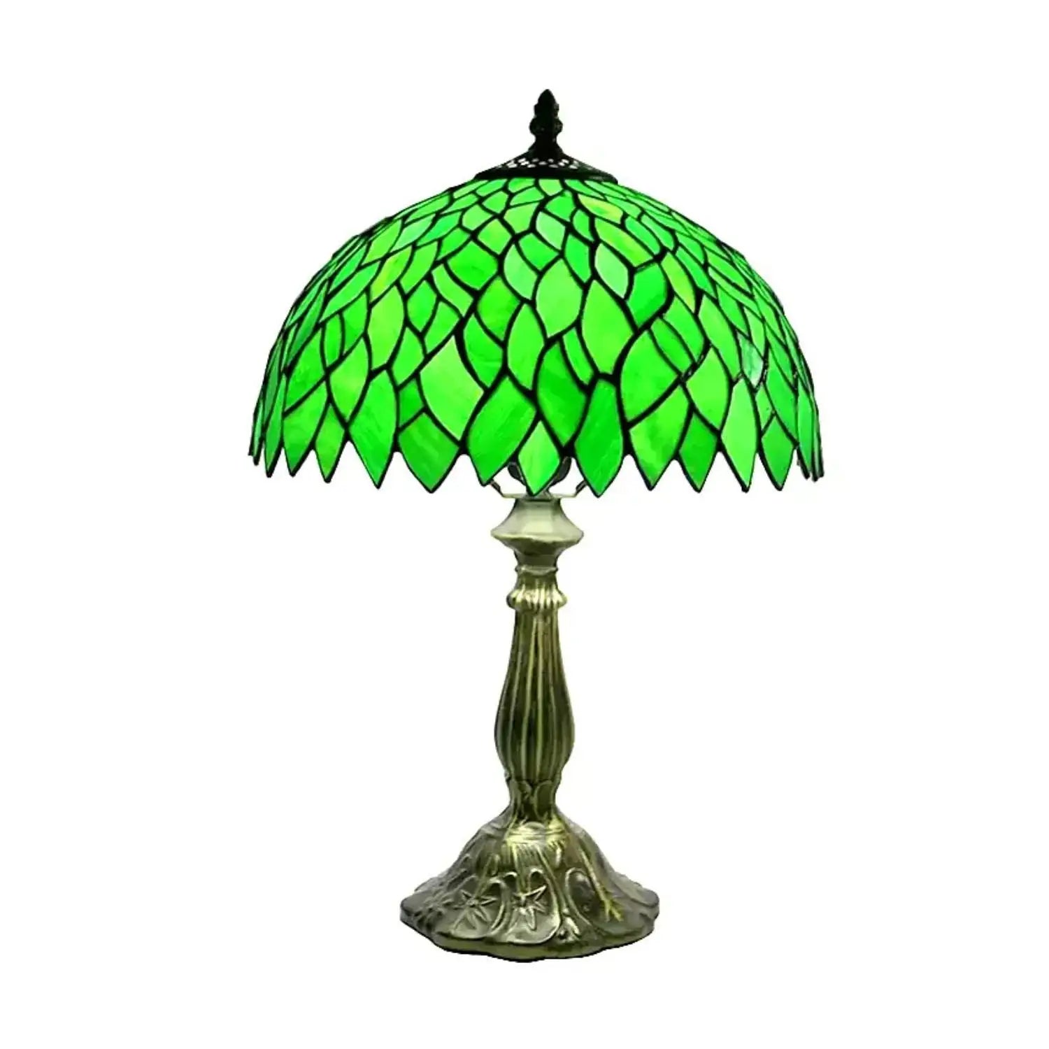 Green Leaf Tiny Tiffany-Style Lamp | Glass Tabletop