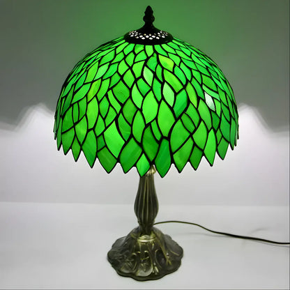 Green Leaf Tiny Tiffany-Style Lamp | Glass Tabletop