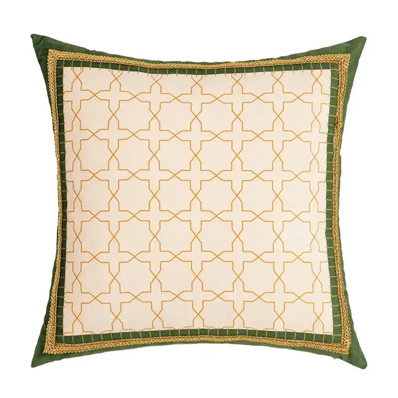 Green leaves moss printed velvet cushion cover living room decor