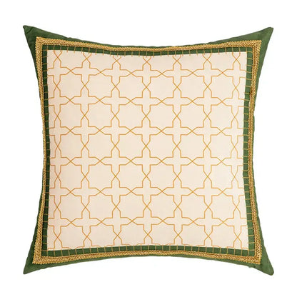 Green leaves moss printed velvet cushion cover living room decor