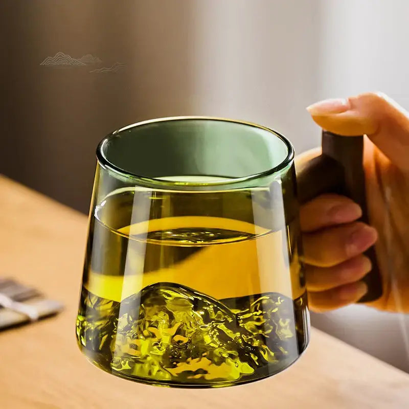 Green mountain glass tea cup set dining room heat resistant glass