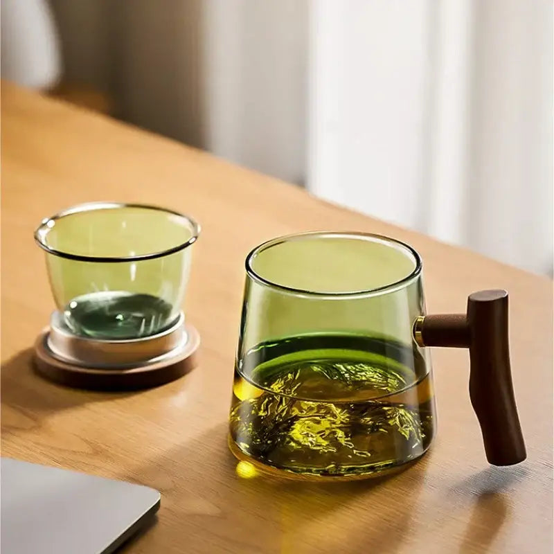Green mountain glass tea cup set dining room heat resistant glass
