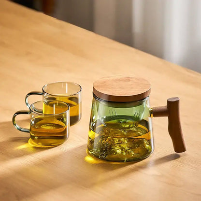 Green mountain glass tea cup set dining room heat resistant glass