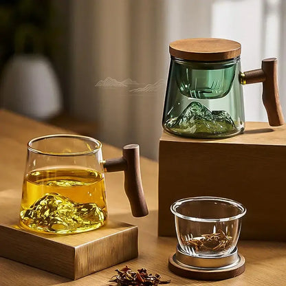 Green mountain glass tea cup set dining room heat resistant glass