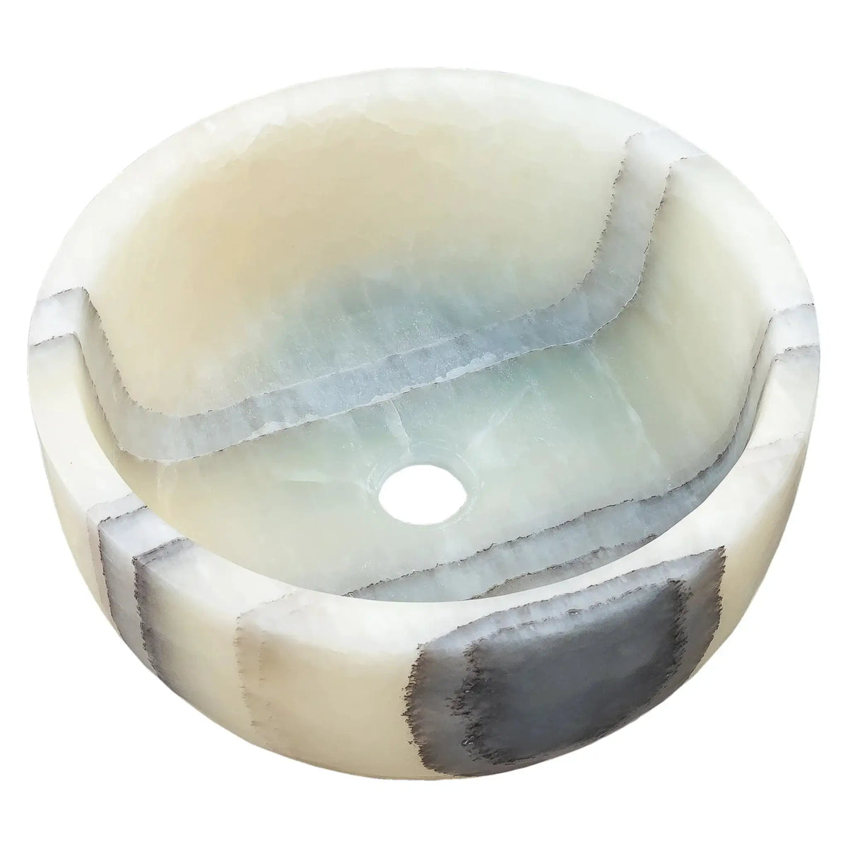 Natural Onyx Vessel Bathroom Sink Beige Greenstone Handmade