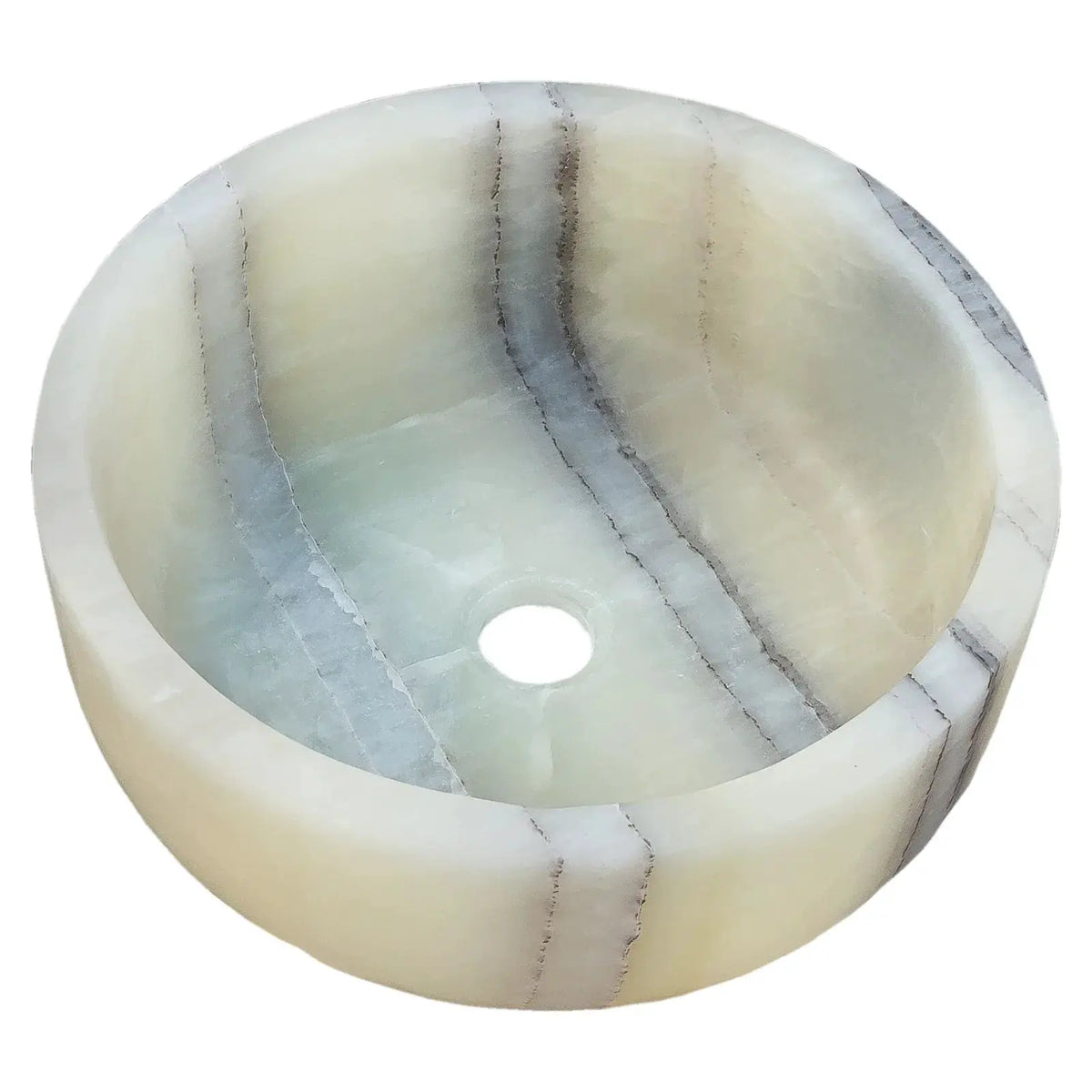 Natural Onyx Vessel Bathroom Sink Beige Greenstone Handmade