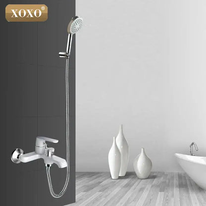Green & orange chrome shower faucet set bathroom with handheld head