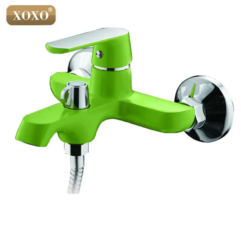 Green & orange chrome shower faucet set bathroom with handheld head