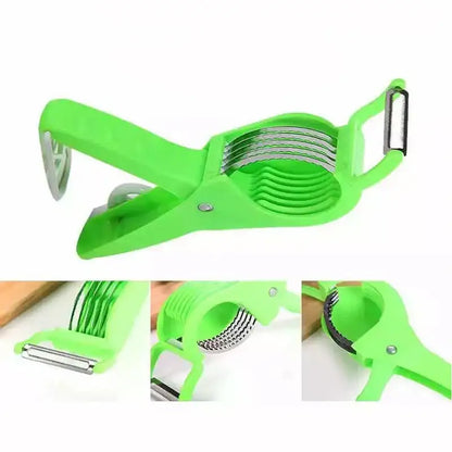 Green plastic 2-in-1 peeler slicer – kitchen carrot round cutter