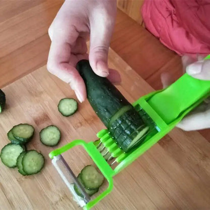 Green plastic 2-in-1 peeler slicer – kitchen carrot round cutter