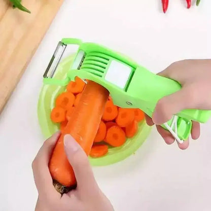 Green plastic 2-in-1 peeler slicer – kitchen carrot round cutter