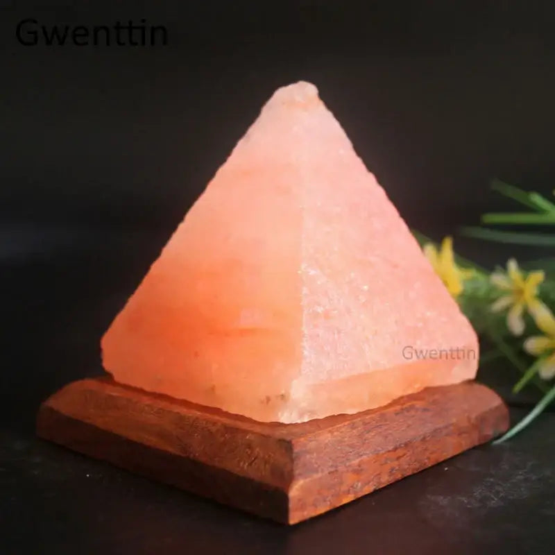 Green pyramid himalayan crystal usb salt night light bedroom decor