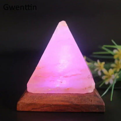 Green pyramid himalayan crystal usb salt night light bedroom decor