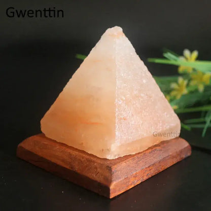 Green pyramid himalayan crystal usb salt night light bedroom decor