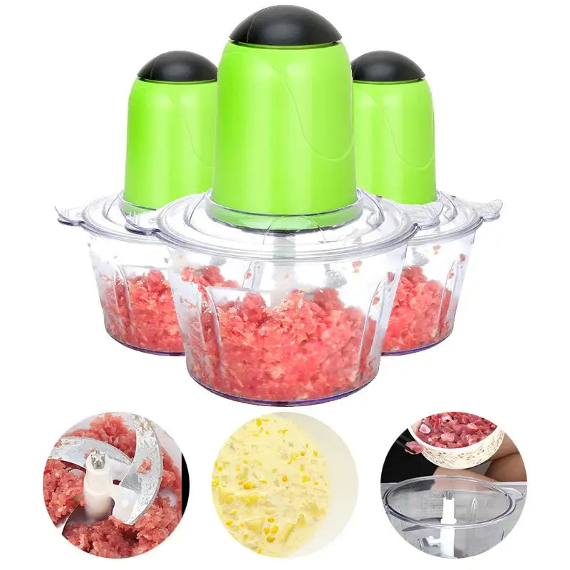 Green stainless steel electric meat grinder set of 3 kitchen processor