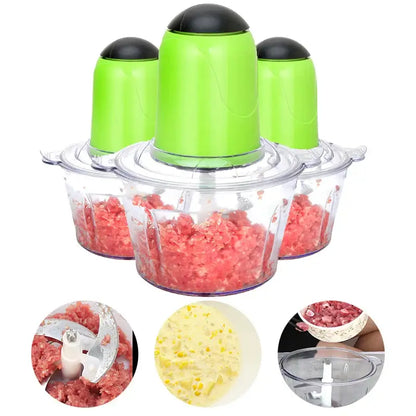 Green stainless steel electric meat grinder set of 3 kitchen processor