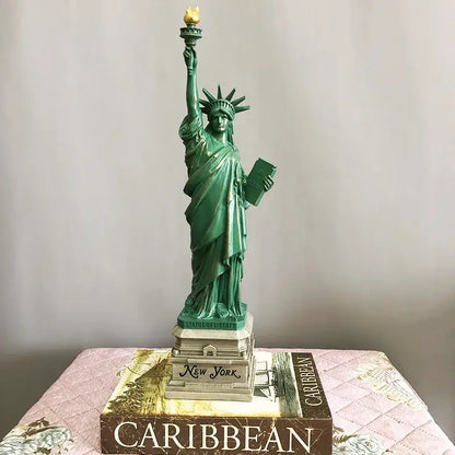 Green statue of liberty desk model office decor set