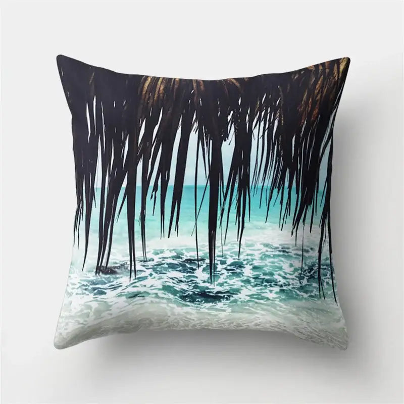 Green tropical leaves forest pillowcase living room nature decor