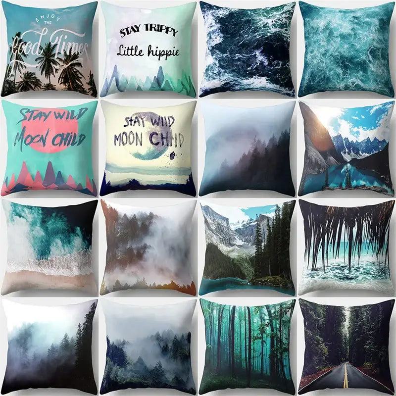 Green tropical leaves forest pillowcase living room nature decor