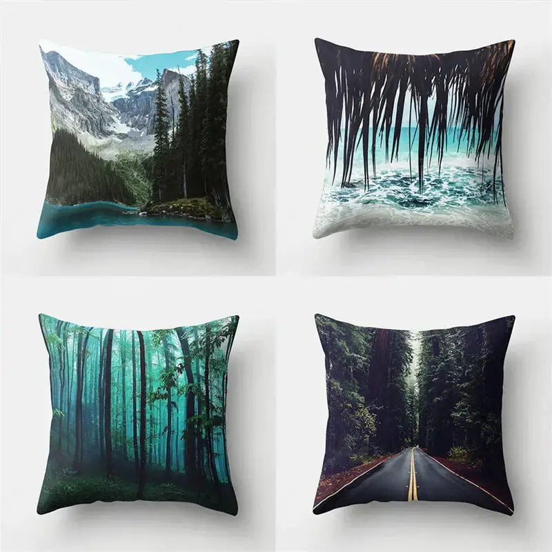 Green tropical leaves forest pillowcase living room nature decor