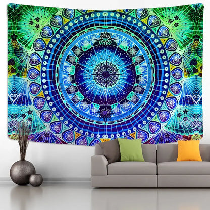 Green & yellow mandala wall hanging bedroom tapestry