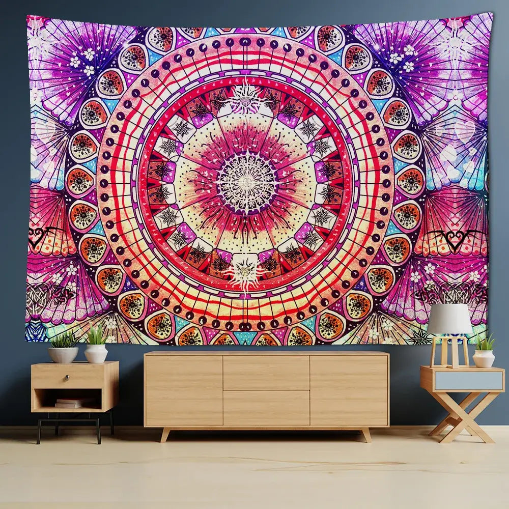 Green & yellow mandala wall hanging bedroom tapestry