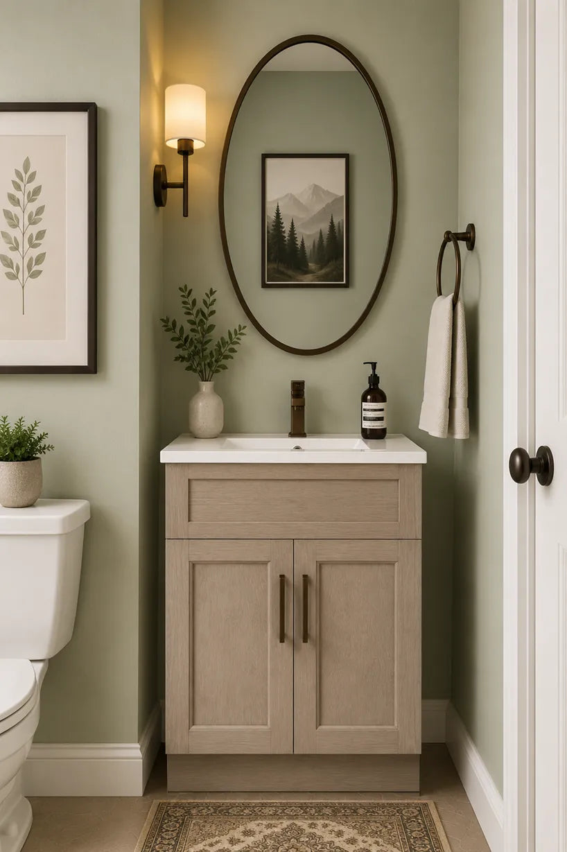 Greige Stained 24" Bathroom Vanity Sink Base