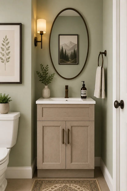 Greige Stained 24" Bathroom Vanity Sink Base