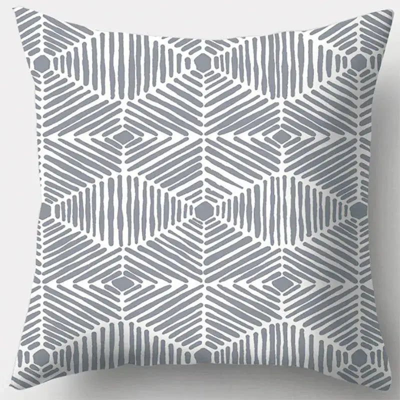 Grey geometry patterned pillow case for living room decor