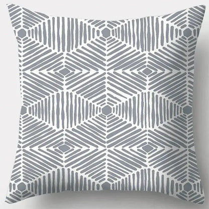 Grey geometry patterned pillow case for living room decor