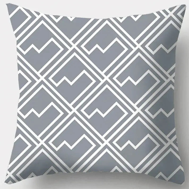 Grey geometry patterned pillow case for living room decor