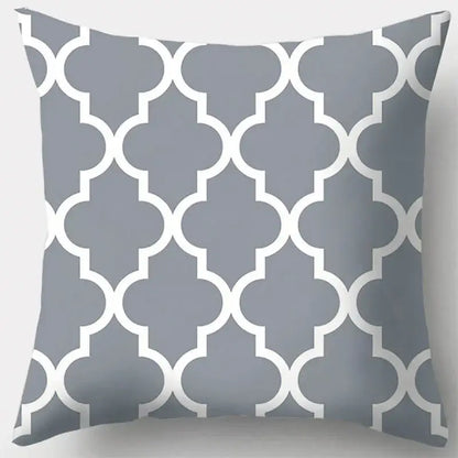 Grey geometry patterned pillow case for living room decor