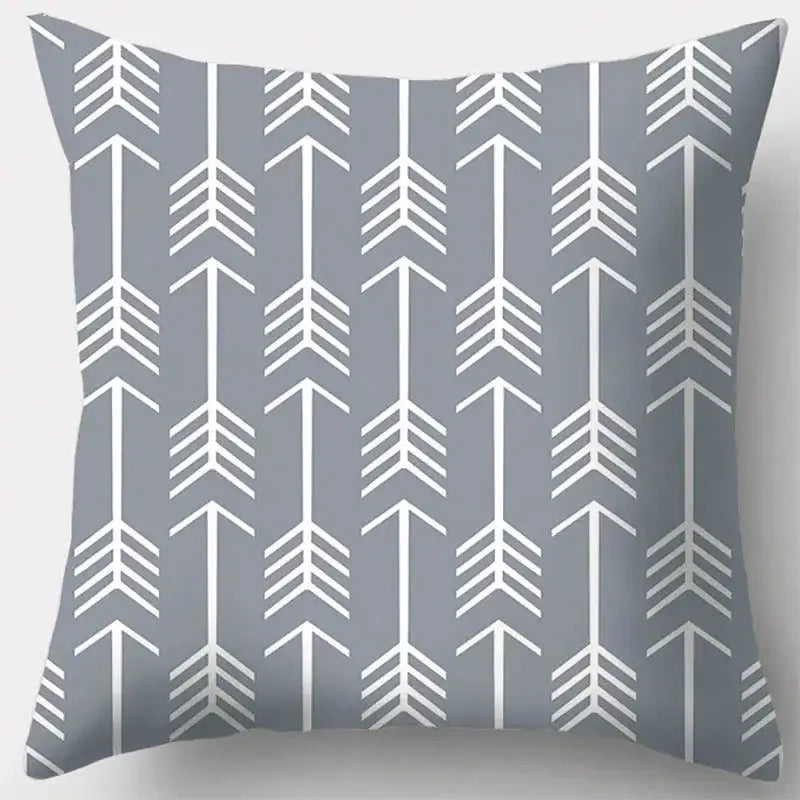 Grey geometry patterned pillow case for living room decor