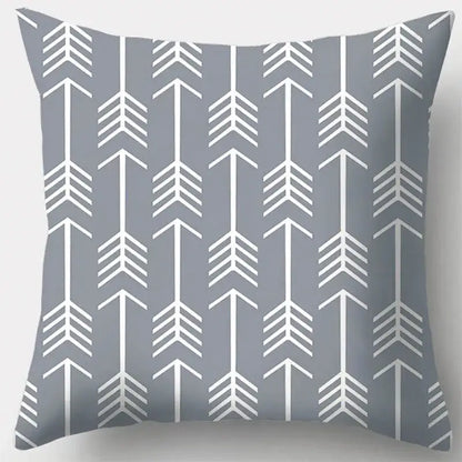 Grey geometry patterned pillow case for living room decor