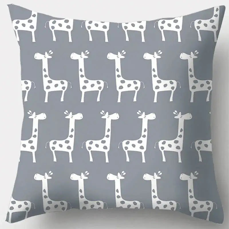 Grey geometry patterned pillow case for living room decor