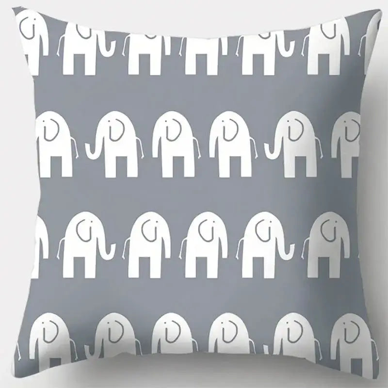 Grey geometry patterned pillow case for living room decor