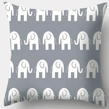 Grey geometry patterned pillow case for living room decor