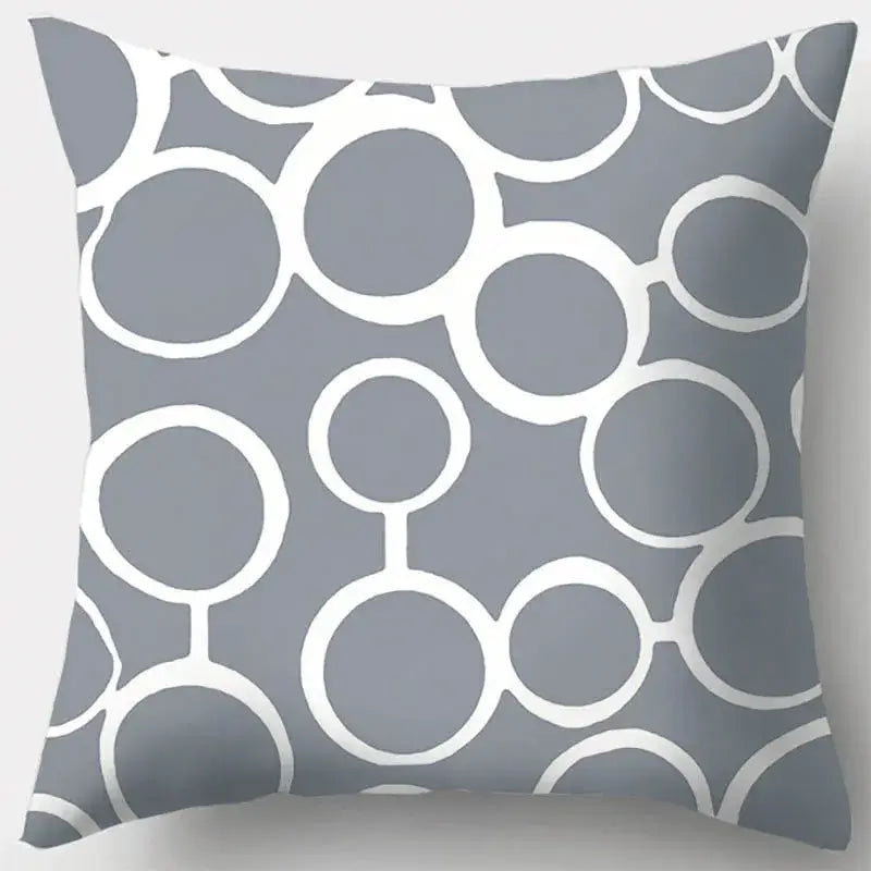 Grey geometry patterned pillow case for living room decor