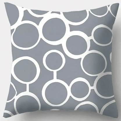 Grey geometry patterned pillow case for living room decor