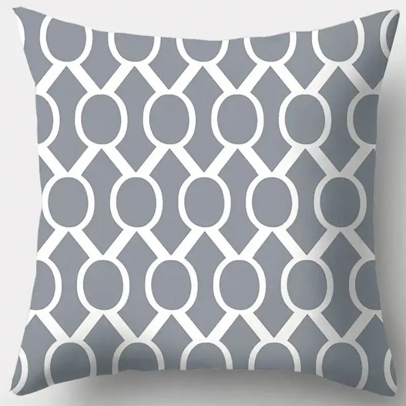 Grey geometry patterned pillow case for living room decor