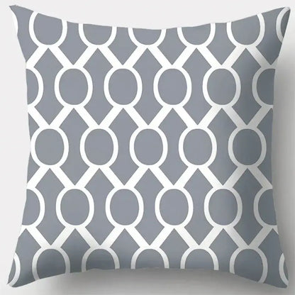 Grey geometry patterned pillow case for living room decor