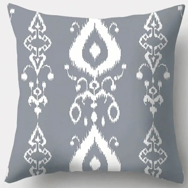 Grey geometry patterned pillow case for living room decor
