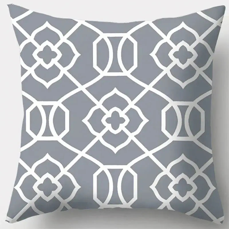 Grey geometry patterned pillow case for living room decor