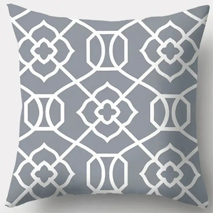 Grey geometry patterned pillow case for living room decor
