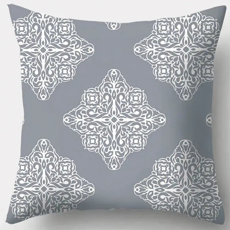 Grey geometry patterned pillow case for living room decor