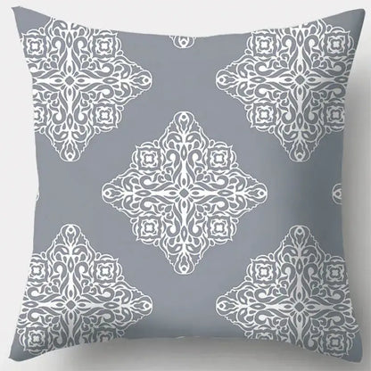 Grey geometry patterned pillow case for living room decor