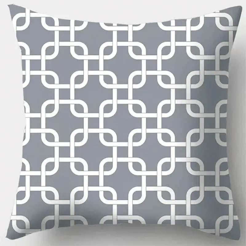Grey geometry patterned pillow case for living room decor